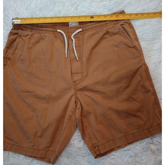 H&M Men Large Regular Fit Mid Length Pull On Drawstring Elastic Light Brown Shor - Picture 9 of 9